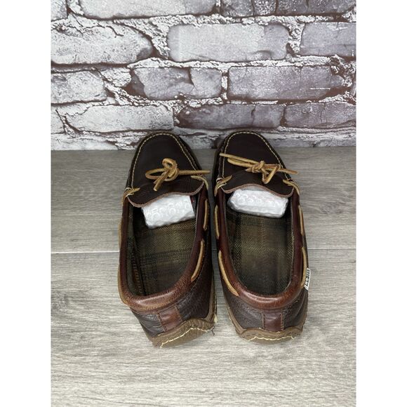 L.L. Bean Pebble Brown Leather Moccasin Slip On Loafers Shoes Men Sz 10M US/43EU - Picture 6 of 16